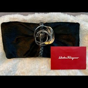 Salvatore Farragamo  Fur & Leather Clutch